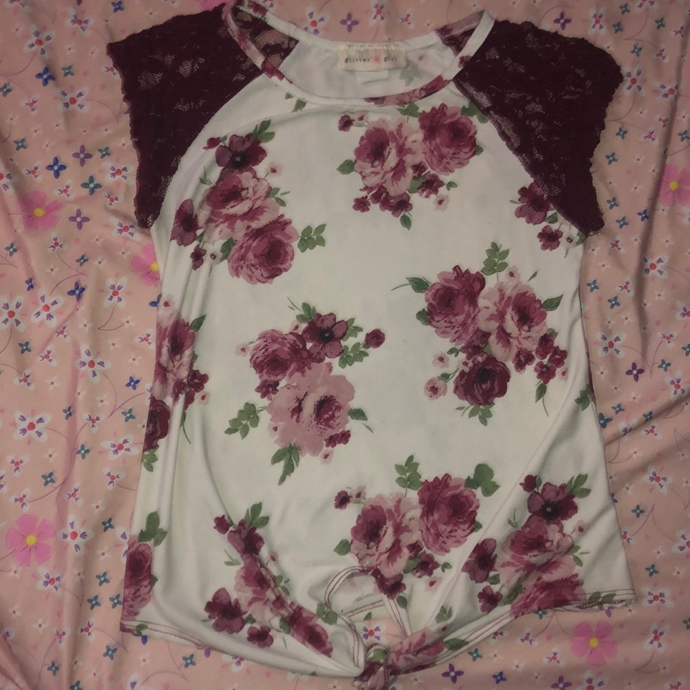 See through flower tee shirt